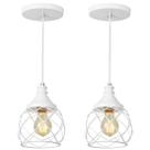 Kit 2 Lustres Pendente Esfera Aramado Branco 15cm