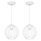 Kit 2 Lustres Pendente Esfera Bola Branco 18x19 cm