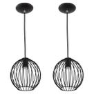 Kit 2 Lustres Pendente Esfera Bola Preto 18x19 cm