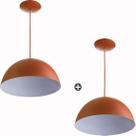 Kit 2 Lustres Pendente Meia Lua 30cm Alumínio Cobre