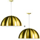 Kit 2 Lustres Pendente Meia Lua 40cm Alumínio Dourado