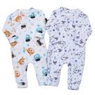 Kit 2 Macacão Bebê Manga Longa Hipoalergênico Soft 100% Algodão Inverno Liso e Estampado