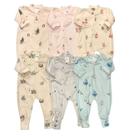 Kit 2 Macacao Bebe Plush Com Pé Reversível Estampa Digital Menina e Menino