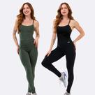 Kit 2 Macacão Fitness Blackout Alcinha Slim Zero Transparência Longo Exercício Funcional Inverno