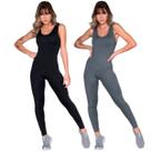 KIT 2 Macacão Liso Sem Bojo Vekyo Suplex Roupa para Academia Treino Musculação Moda Fitness Feminina