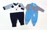 KIT 2 - Macacão Longo em Plush - Masculino Tons Azuis - RN / P / M / G - Nethuno Baby