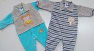 Kit 2 macacões longos bebê bordados Tam: M-P