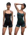 kit 2 Macaquinhos Fitness Meia Coxa Feminino Alcinha Compressão Academia Treino Moda Exercícios Fitness
