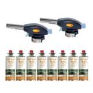 Kit 2 maçarico culinário automático controle de chama + 8 refil gás butano artesanato solda Kit 2 maçarico culinário automático controle de chama + 8 refil gás butano artesanato solda
