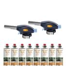 Kit 2 maçarico portatil com controle de chama - gt6019 + 8 recargas de gas cozinha solda artesanato
