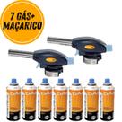 Kit 2 maçarico portatil culinário com controle de chama automático solda + 7 refil gás butano Kit 2 maçarico portatil culinário com controle de chama automático solda + 7 refil gás butano