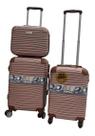 Kit 2 Mala De Viagem Bordo Frasqueira Abs Rígida Xeryus Premium Rose
