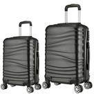 Kit 2 Malas de Viagem Grande e Bordo em ABS AS67 Preta c/ puxador e rodas 360º