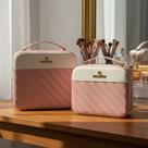 Kit 2 Maleta De Maquiagem Organizadora Rosa Com Lenço Pequeno