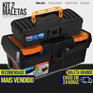 Kit 2 Maletas Caixa de Ferramentas Grande Reforçada Multiuso Organizador Tática Resistente Cabe Maki