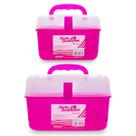 Kit 2 Maletas Pequena e Grande Multiúso Manicure Maquiagem Kit 2 Maletas Pequena e Grande Multiúso Manicure Maquiagem