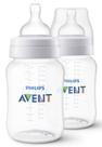 KIT 2 MAMADEIRAS AVENT CLÁSSICA ANTI-CÓLICA 260ml - 0% BPA - TRANSP. - PHILIPS AVENT