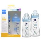 Kit 2 Mamadeiras Mam Easy Active Set 270ml (Bico 2 Fluxo Médio) e 330ml (Bico 3 Fluxo Rápido) - MAM Baby