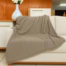 Kit 2 Manta p/ Sofá Super King 4,00 x 1,80m Algodão Proteção Decoração Capa Protetora-VÁRIAS CORES COR:BEGE AREIA