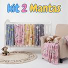 Kit 2 Mantas Cobertor De Bebê Estampada Brilha No Escuro Infantil Cobertinha De Berço 90cm x 90cm