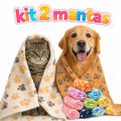 Kit 2 Mantas Mantinha Pet Cobertor Coberta Microfibra Estampado Macia Quente Antiácaro Cachorro Gato