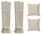Kit 2 Mantas Para Sofá Cama Luxo 2,20m + 2 Capas De Almofadas Bege Cru