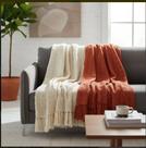 Kit 2 Mantas Pra Sofá E Poltronas e Peseira De Cama Terracota E Cru Luxo Em Algodão Tear Mineiro