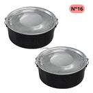Kit 2 Marmita Pop Organizador N16 Redonda com Trava de Aluminio Preto 1,3 lts