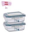 Kit 2 Marmitas de Vidro com Divisória 640ml Tampa Hermética Ideal p/ Microondas e Freezer