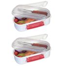 Kit 2 Marmitas Prática 750 ML Com Porta Talheres 21x11x6 Cm Kit 2 Marmitas Prática 750 ML Com Porta Talheres 21x11x6 Cm