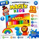 Kit 2 Massinhas de Modelar Magix Kids 12 Cores Infantil Não Tóxica 130g Criatividade e Diversão Kit 2 Massinhas de Modelar Magix Kids 12 Cores Infantil Não Tóxica 130g Criatividade e Diversão