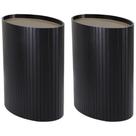 Kit 2 Mesa Apoio Lateral Oval Tampo Vidro Glow Madeira Ebano Preto Nacc Ebano Preto
