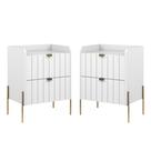 Kit 2 Mesa Cabeceira Industrial branco Para Cama Moriah 45cm