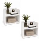 Kit 2 Mesa Cabeceira Vivian Lateral Apoio Organizador Branco