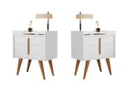 Kit 2 Mesa de Cabeceira 1 Gaveta 1 Porta Pés Palito 1188 Davi Branco - Comprar Moveis em Casa
