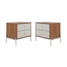 Kit 2 Mesa de Cabeceira 2 Gaveta Jasper Canella Off White