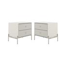 Kit 2 Mesa de Cabeceira 2 Gaveta Jasper Champanhe Off White