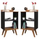 Kit 2 Mesa de Cabeceira Aberta Quarto Mesinha Apoio Lateral Cama Box Casal Estilo Decoração Retrô Siena