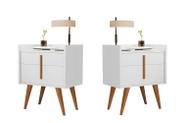 Kit 2 Mesa de Cabeceira Davi 1 Gaveta 1 Porta Pés Palito Branco Comprar móveis para sua casa