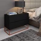 Kit 2 Mesa de Cabeceira Eros 60cm MDF 2 Gavetas Espaçosas Estilo Industrial Com Pés De Ferro Cobre