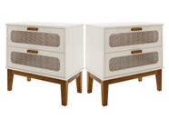 kit 2 mesa de cabeceira estilo retro com pé de madeira maciça santorini 60cm grande para cama de casal moderna