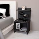 Kit 2 Mesa De Cabeceira Fácil Montagem Compacta Preto Nicho Mdf