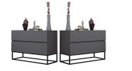 Kit 2 mesa de cabeceira industrial com gaveta eros 60cm para quarto cama casal /queen base preto