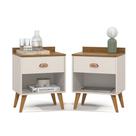 Kit 2 Mesa de Cabeceira Quarto Mesinha Apoio Lateral Cama Box Casal Estilo Decoração Retrô Pérola 1 Gaveta Offwhite/Freijó Kit 2 Mesa de Cabeceira Quarto Mesinha Apoio Lateral Cama Box Casal Estilo Decoração Retrô Pérola 1 Gaveta Offwhite/Freijó