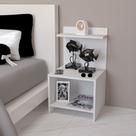 Kit 2 Mesa De Cabeceira Resistente Compacta Nicho Mdf Branco Elegante