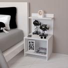 Kit 2 Mesa De Cabeceira Resistente Compacta Nicho Mdf Branco Elegante