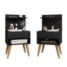 kit 2 Mesa De Cabeceira retro Alta 74cm Com 1 Gaveta Nicho Casal Kit 2 Para Cama Box Organizador
