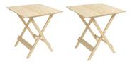 Kit 2 Mesa De Madeira Pinus Dobrável 60x60 Multiuso Portatil Pinus