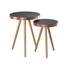 Kit 2 Mesa Lateral Lisa MDF Preto Aço Cobre - Sallar Home