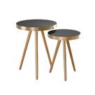 Kit 2 Mesa Lateral Lisa MDF Preto Aço Dourado - Sallar Home